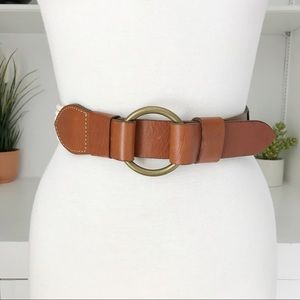 Theory | Leather Cotton Rope O-Ring Belt | M/L